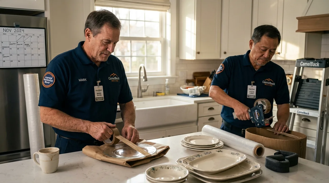 Professional crew packing kitchen dishware in Mount Vernon, WA